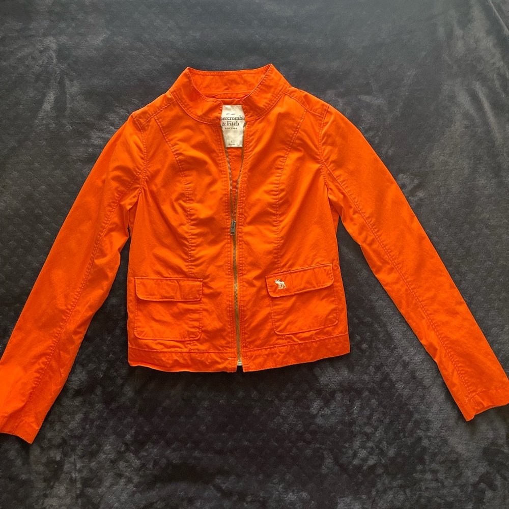 Orange zip up Abercrombie & Fitch jacket size S